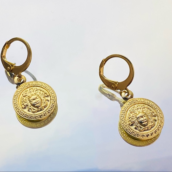 Gold Medusa Earrings - Picture 3 of 6